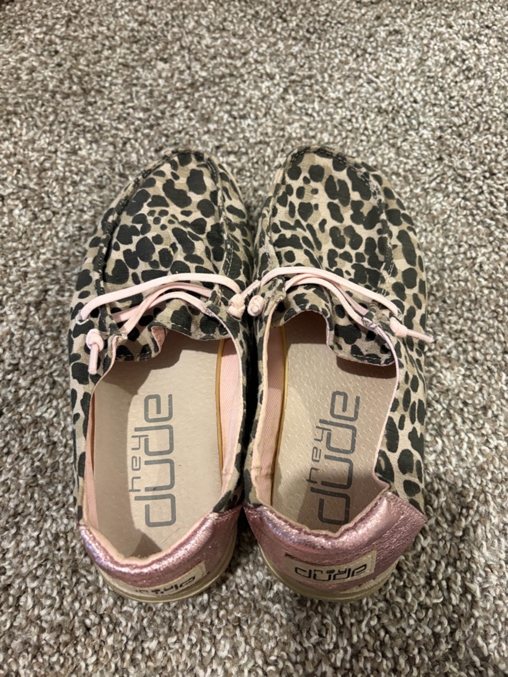 Hey Dude Kids Leopard Print Slip-Ons with Pink Accents